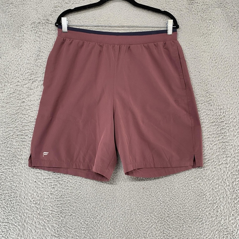 Fabletics Shorts Mens Large Pink Lightweight Elastic Waist Pockets Gym 7 Inch